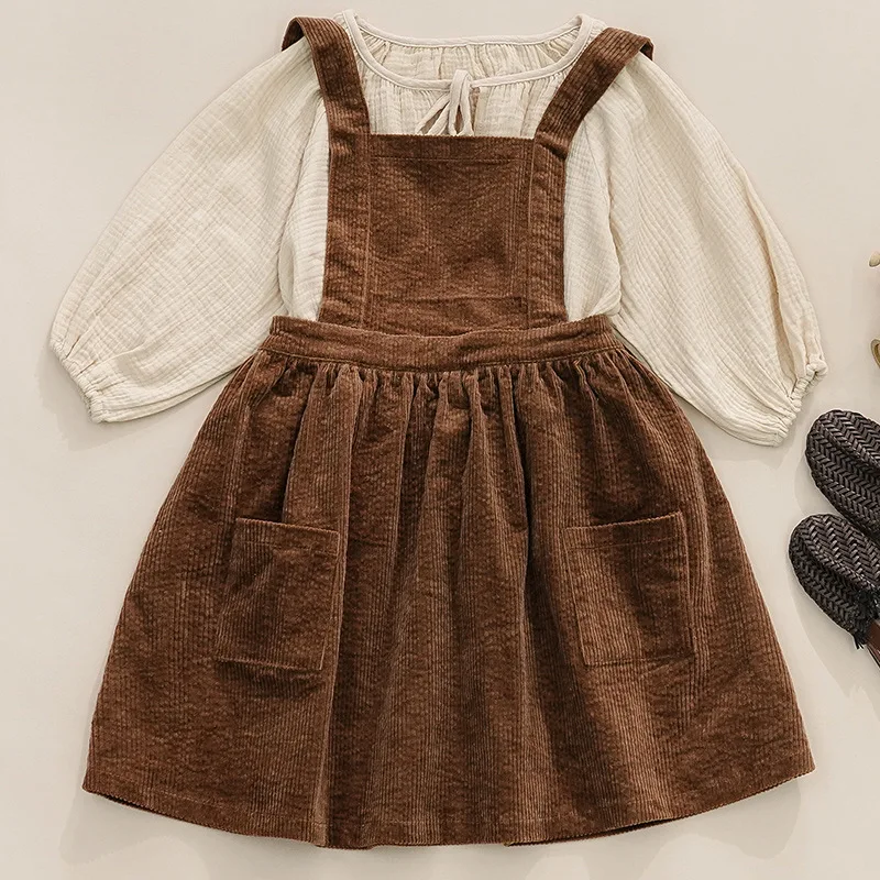 INS Autumn Infant Embroidery Romper Sleeveless Corduroy Girls' Dress Baby Clothes