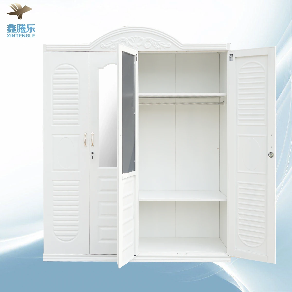 Modern Home Furniture 4-Door Steel Wardrobe Clothes Hanging Closet with Metal Storage Locker