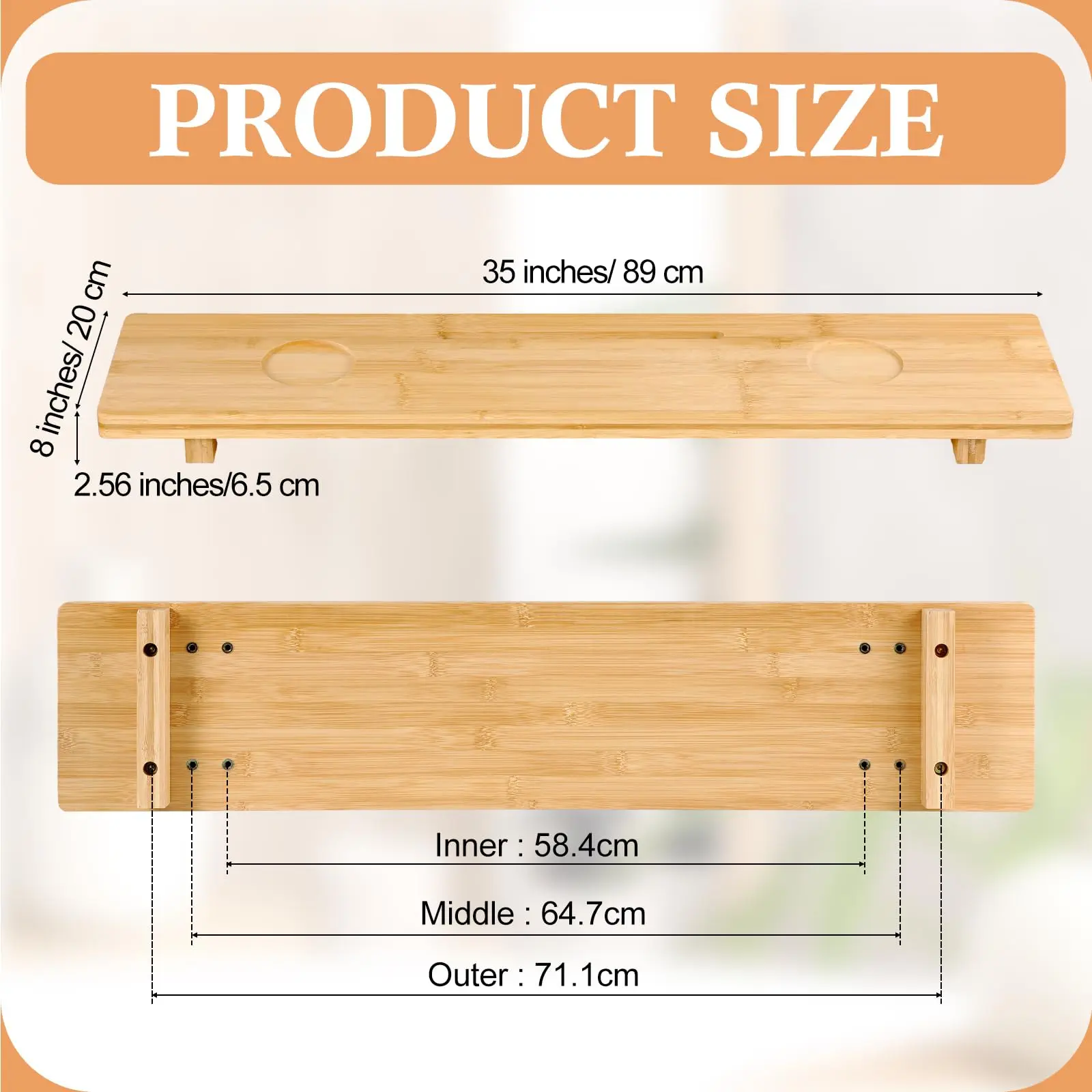 product large spa like wooden bamboo bath tub tray with anti tipping feature table rack accessories for bathrooms set of accessories-8