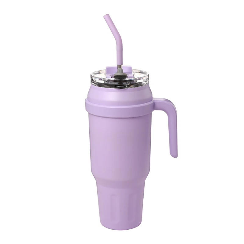 Reusable Stainless Steel Sublimation Slim Travel cup Water Coffee Mug 40 oz Tumbler with Handle and Straw Lid