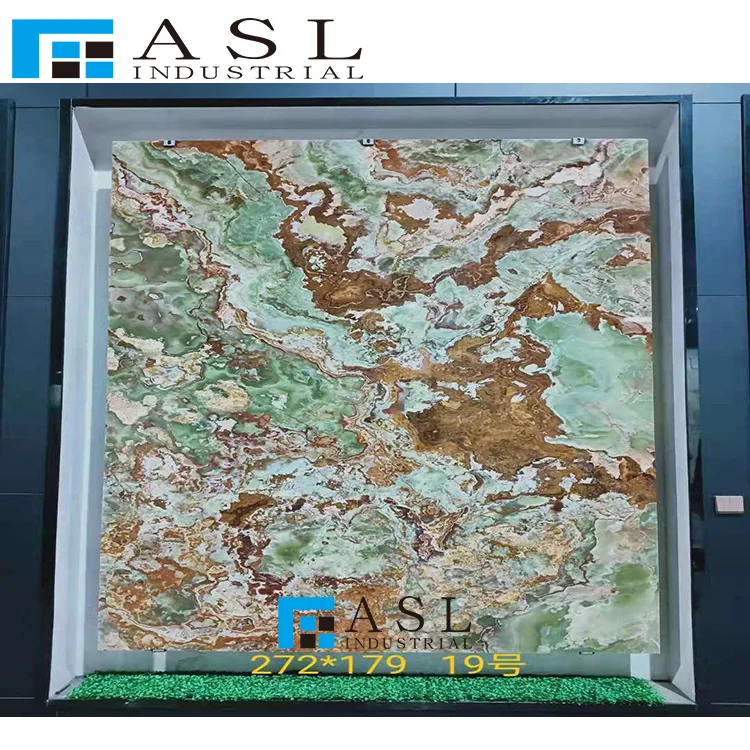 Natural stones large transparent green onyx tiles amethyst polish marble slabs wall book match translucent onyx