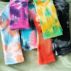 Tie Dye Custom Print Socks Logo Men's Fashion High Quality Tie Dye Sock Women