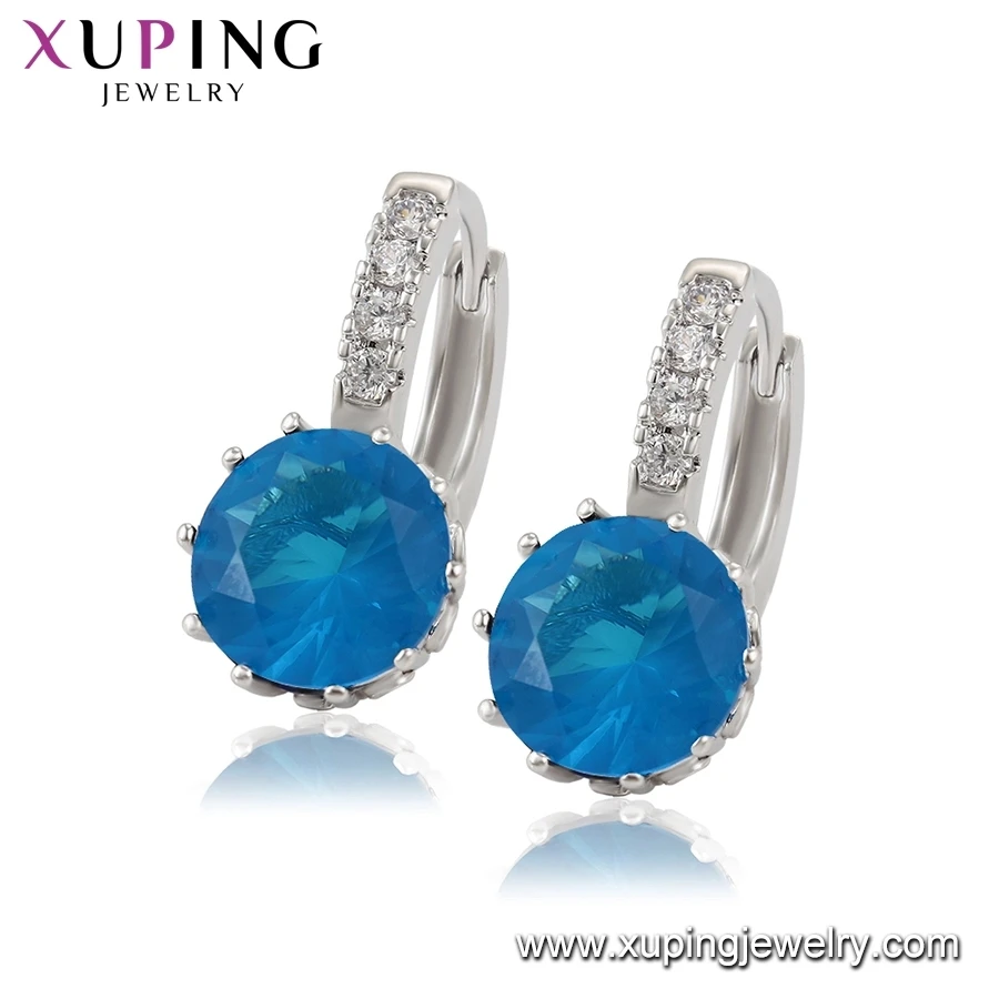 23090 xuping gemstone fashion earrings, jewelry crystal hoop earrings for women, korean stone earrings women jewelry