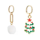 Drop Earrings Earrings Christmas 2020 New Christmas Alloy Drop Oil Asymmetric Christmas Tree Earrings Female