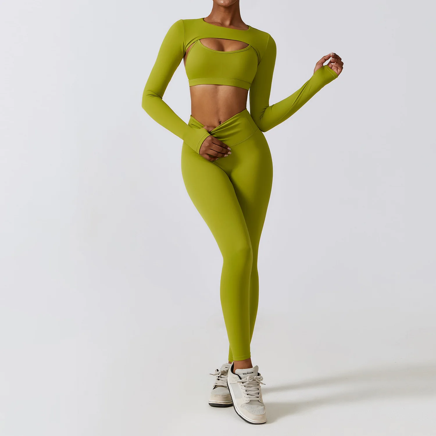 New Arrival Trending 3 Pieces Yoga Set Ladies 3pc Bra Cropped Hoodie Jacket And V Waist Legging Outfits Yoga Set For Women