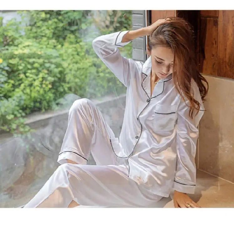 Women's Fall Long Sleeve Thin Sweet Large Size Loose Home Suit Ice Silk Pajamas
