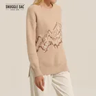 Women Pullover Sweater Snuggle Sac Air Feel Wide Neck Pullover For Women Long Sleeve Ladies Crewneck Sweater