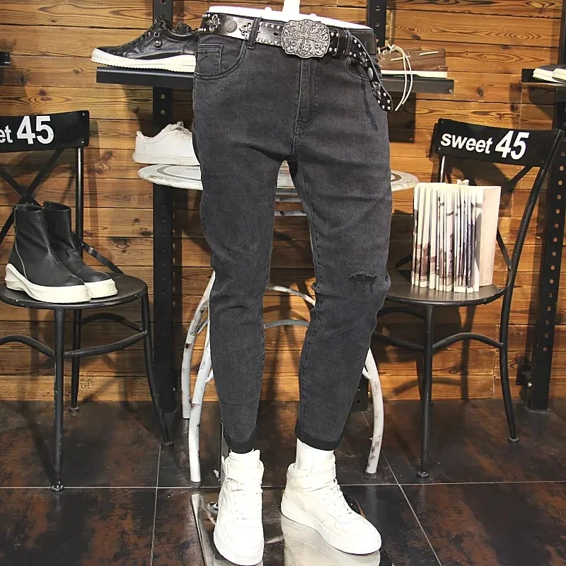 Wholesale 2024 Men's clothing Fashion retro street slim custom jeans Purple brand jeans denim ripped men's jeans