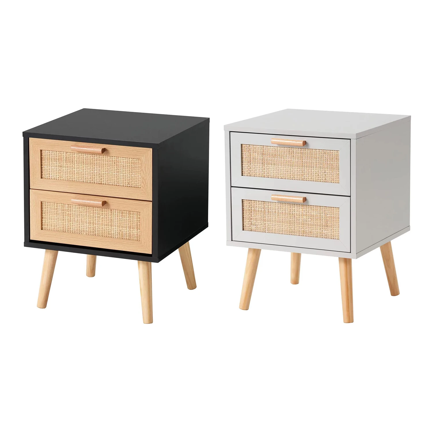 Wholesale Custom Double Drawers Nightstand with 2 Drawers Bedside Tables with Two Drawer for Bedroom