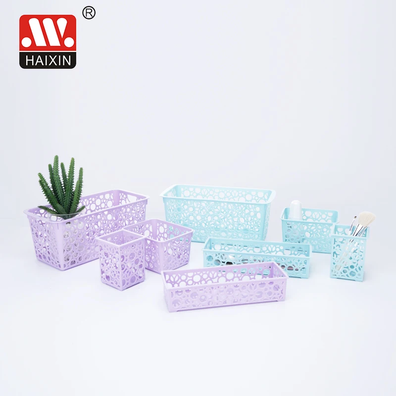 New Design Plastic Storage Baskets Bins Organizer for Bathroom Office Home