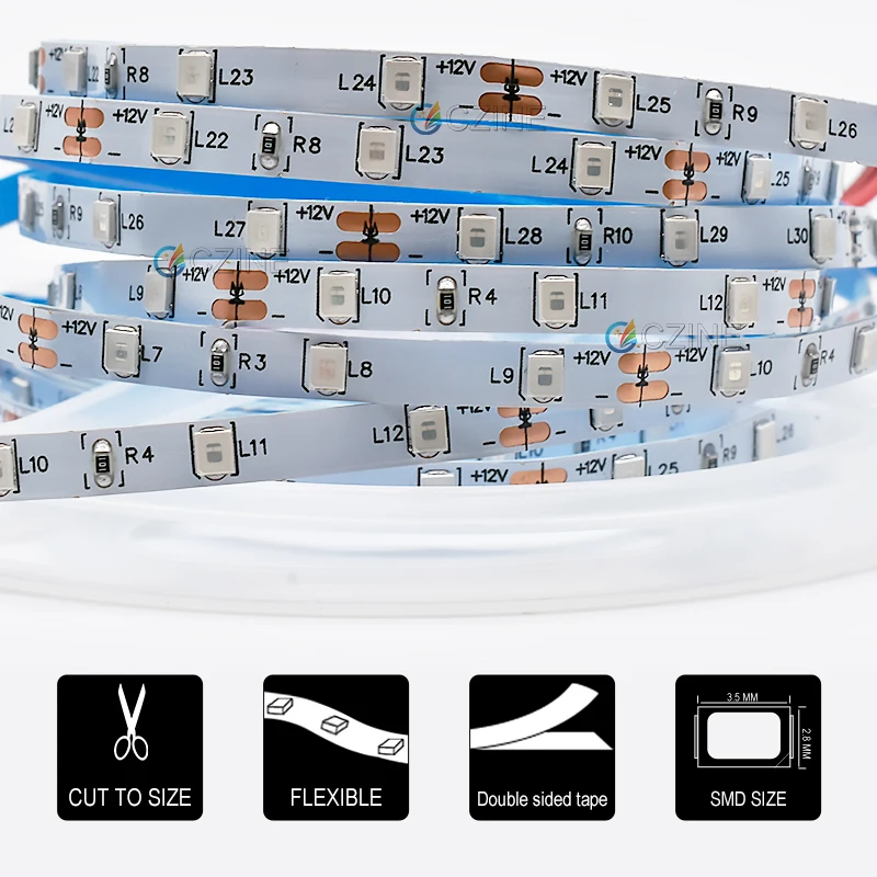 5MM Factory SMD 2835 DC 12V 24V 8MM 120LEDs White Red Green Blue IP20/IP65/IP67/IP68 Waterproof LED Light Strip