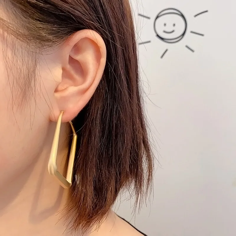 geometry square ear studs exaggerate atmosphere earrings 2022 new trend Fashion simple cold wind earring Female