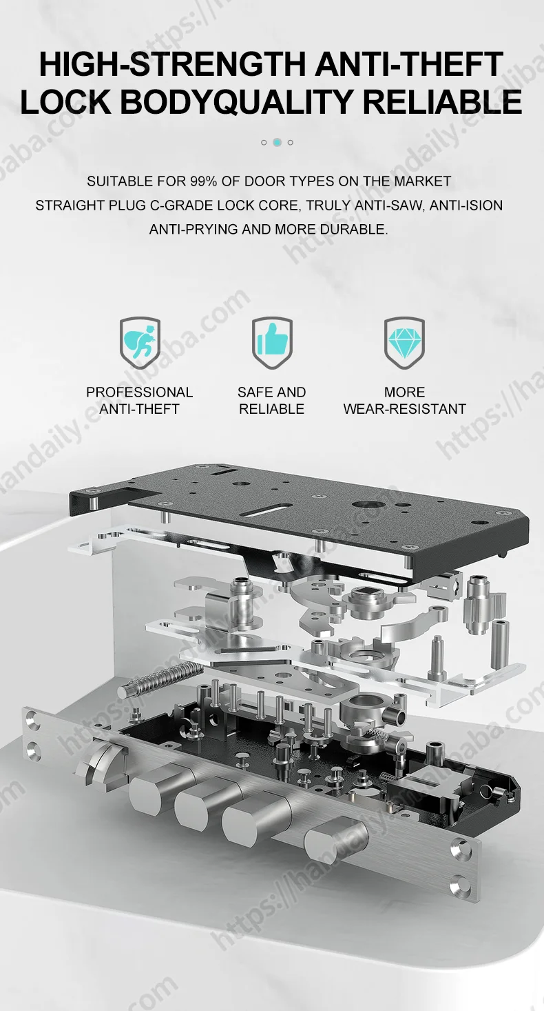 factory price handle tuya wifi fingerprint digital password rfid lock app smart door lock for wooden door apartment home room z4-9