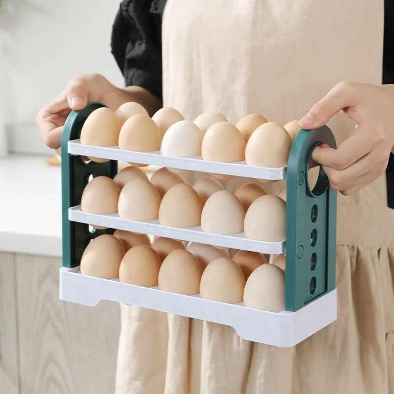 3 Layer Flip Type Egg Storage Rack Refrigerator Organizer Practical Container Box Kitchen Accessories