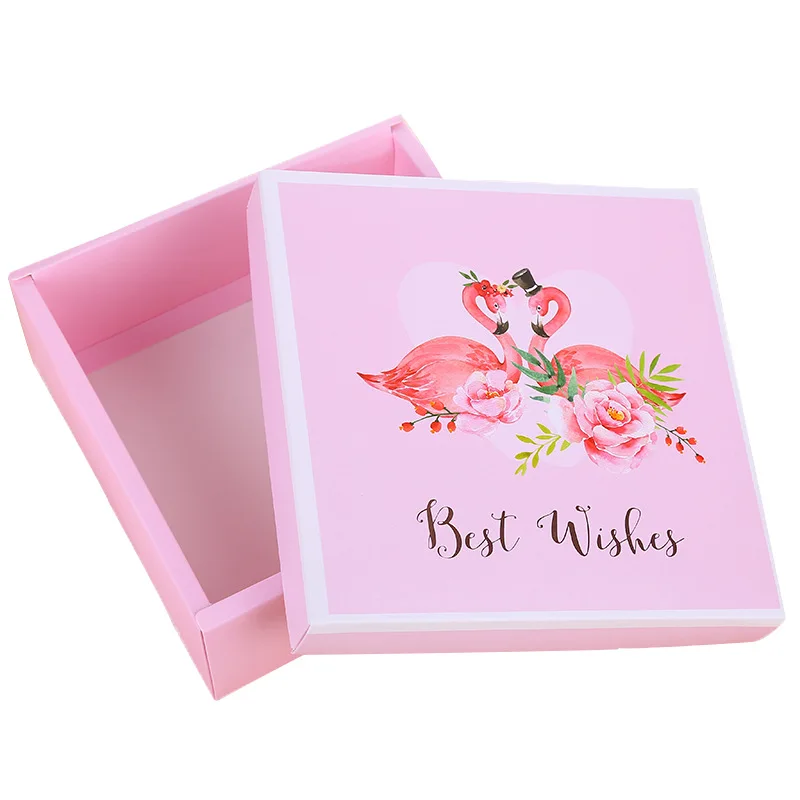 flamingo pattern pink birthday gift box portable portable outer
