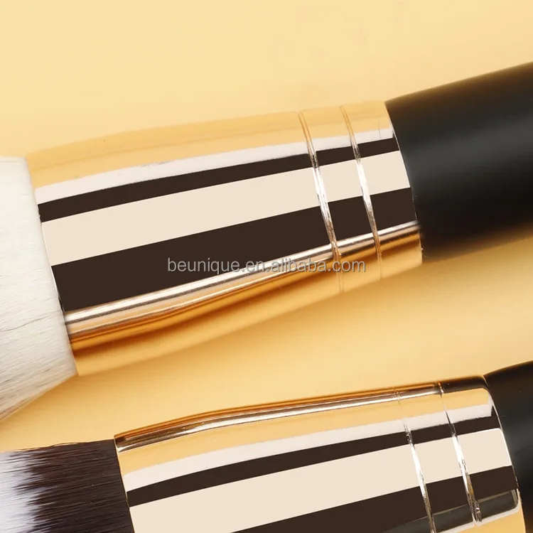 Professional 2 In 1 Single Fluffy Buffing Brush Private Label High Quality Angled Flat Double Ended Head Makeup Foundation Brush