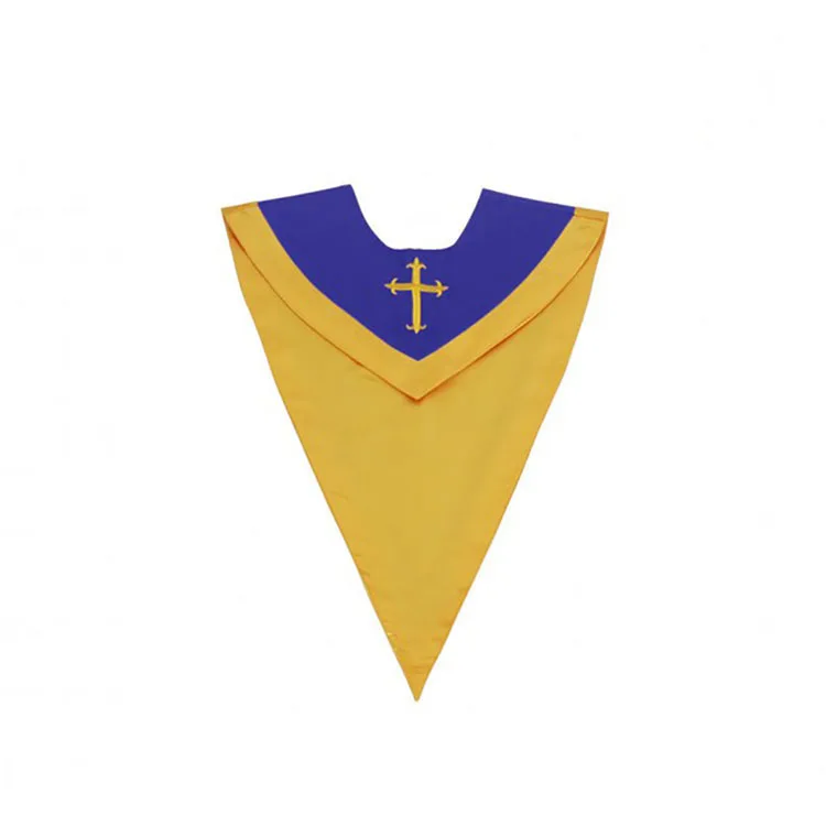 Two Color Satin Reversible Matte Front Choir Stole V Stole Reversible Choir Stoles with Cross supplier