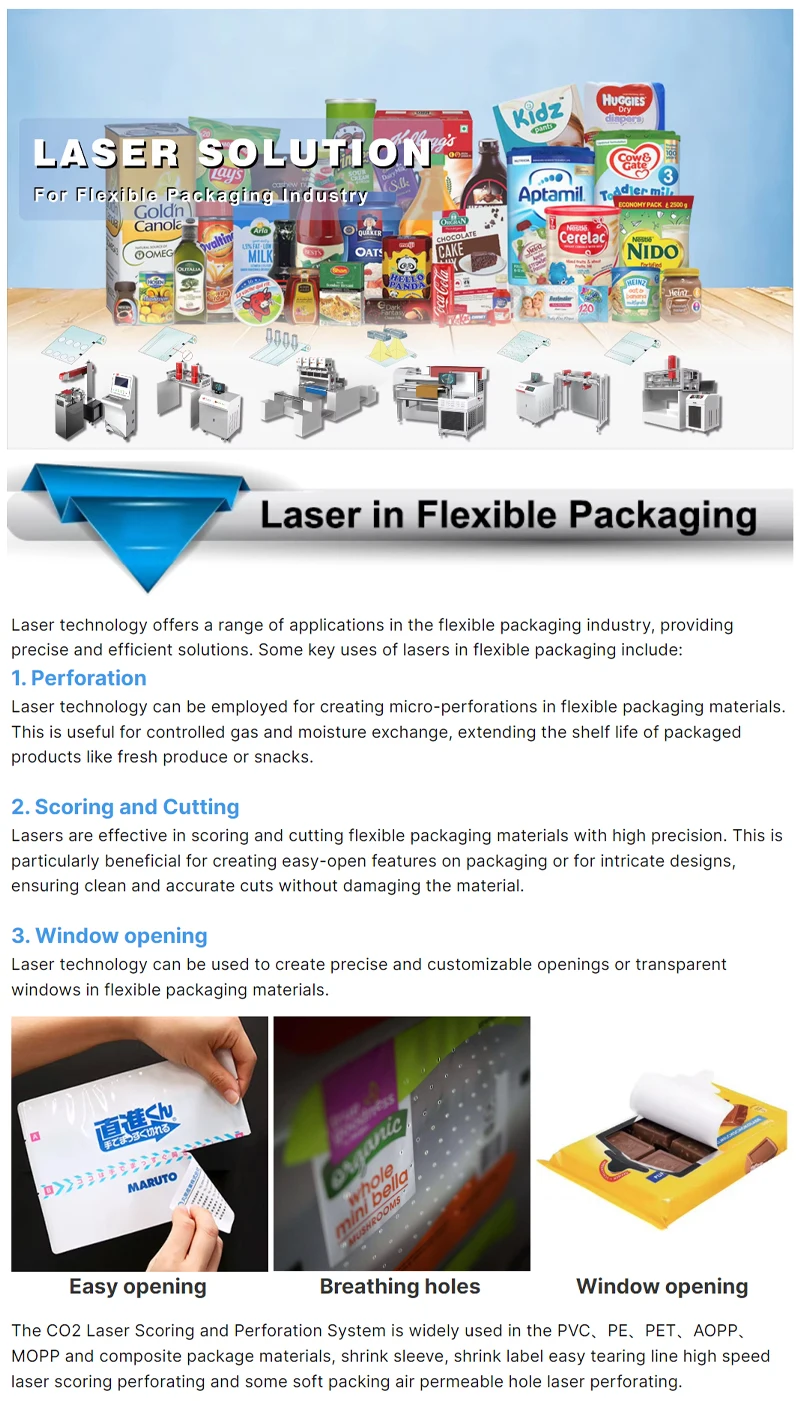 3D Dynamic Focus Double Head CO2 & RF Laser Tube Easy Tearing Line for Packaging Industry Supported File Formats AI PLT BMP