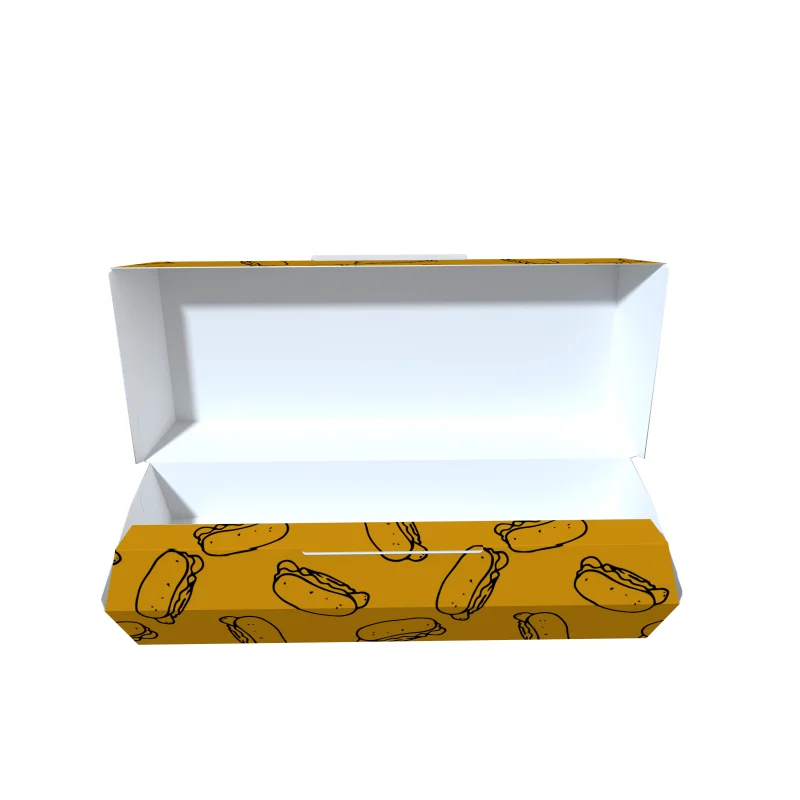 product disposal custom printed hot dog box fast food container package takeaway kraft paper boxes for snack burger sandwich-2