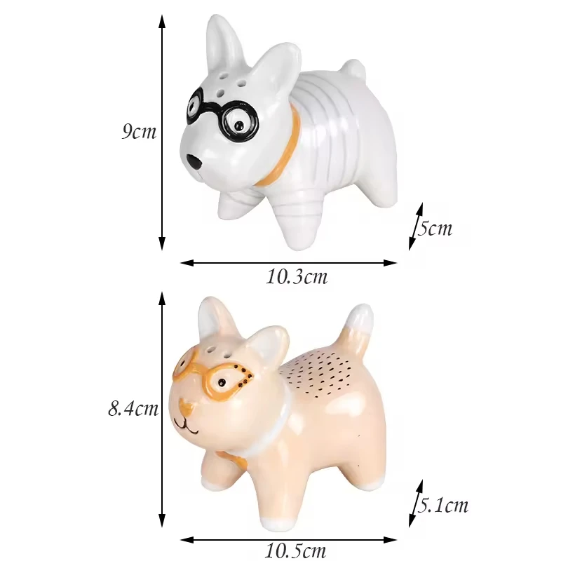New Design Cute Animal Puppy Shape Salt Shaker Durable Anti-Shatter Ceramic Salt And Pepper Shaker Kitchen Accessories