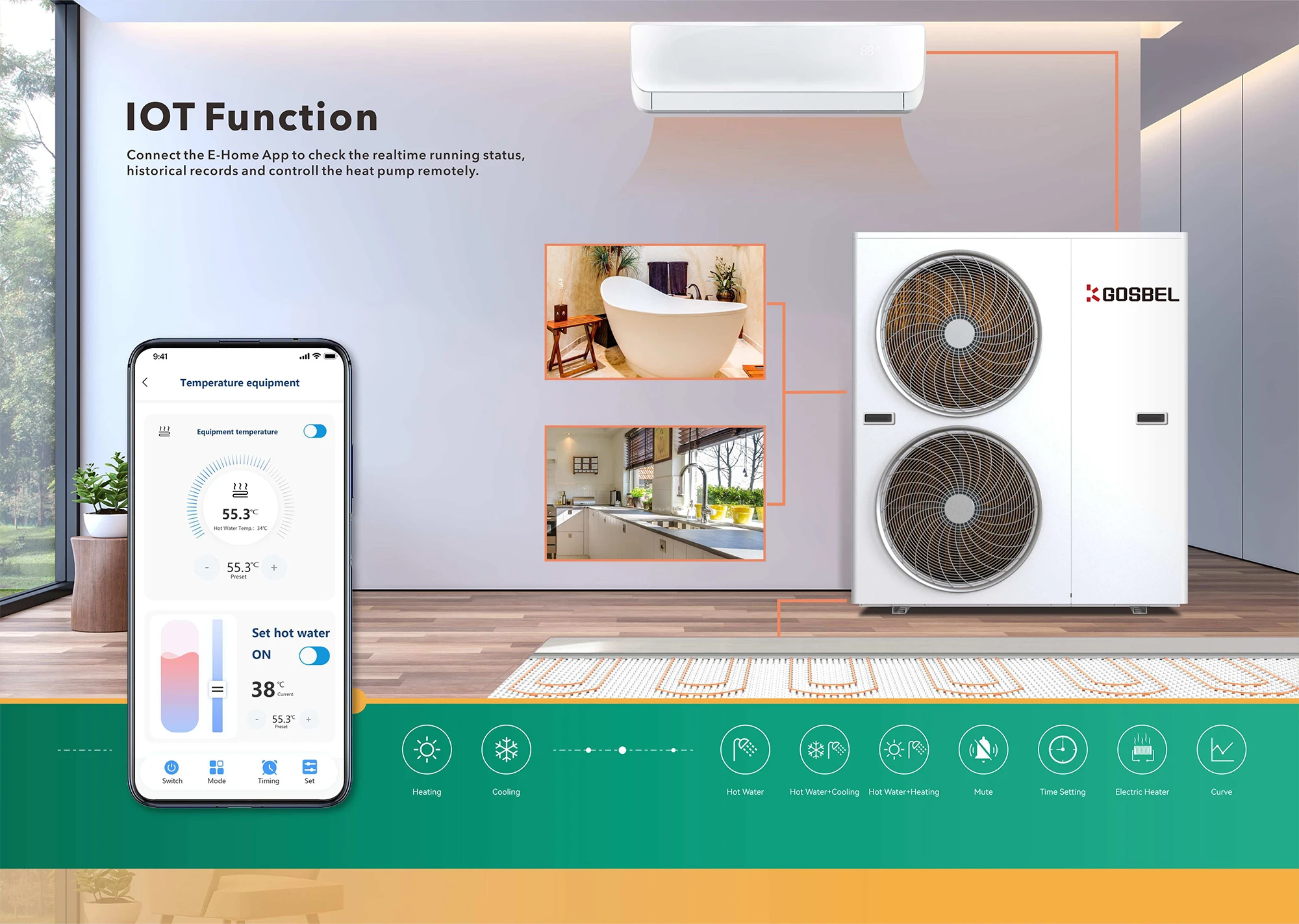 Air to Water Heat Pump, GOSEBL, EVI, Monoblock, R290 - detail 10