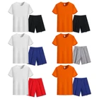 Wholesale High Quality Custom Logo Casual Short Sleeves T Shirt Men Cotton T Shirt And Shorts Set O-Neck