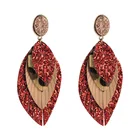 Dangle Earrings Trendy Bohemia Large Red Leaf Shape Dangle Earrings Teardrop Leather Earrings For Women