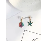 Shell Earrings S925 Silver Needle Japan And South Korea Blue Starfish Color Shell Earrings