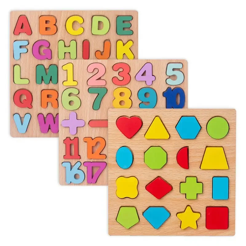 Holz 3D Puzzle Alphabet Nummer Matching Englisch Kognitive Hand Greifbrett Montessori Frühe pädagogische Spielzeug für Kinder Fabrik