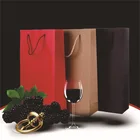 Recycle Wine Bag Paper Handle Bag Wholesale Recycle Custom Printed Kraft Paper Wine Bag With Handles