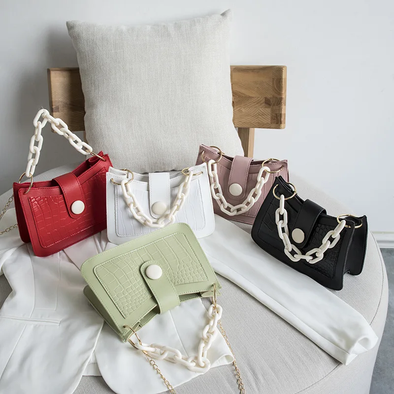 Small Fashion Mini Ladies Female Money Square Chain Strap Hand Tote Bag Handbag Cell Phone Purse Pu Leather Handbag