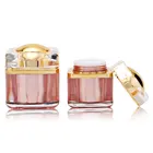 Eco Friendly Popular Sales Eco Friendly Acrylic Surround Luxury Empty Square Pink Skin Care Cream Jars With Caps