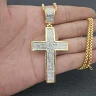 Gold Pendant Hip Hop Jewelry 316 Stainless Steel Gold Plated Cubic Zirconia CZ Cross Luxury Pendant