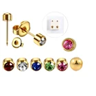 Piercing Ear Piercing Gun Earrings 4mm Gold Stud Earrings 12 Pair Mixed Colors Round Ear Piercing Earrings Studs