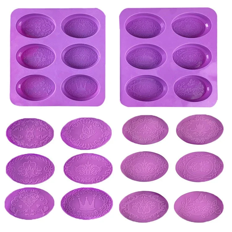 Sustainable Stocked non stick Eco Friendly diy 6 Even oval handmade lace pattern queen crown butterfly multi shaped soap molds