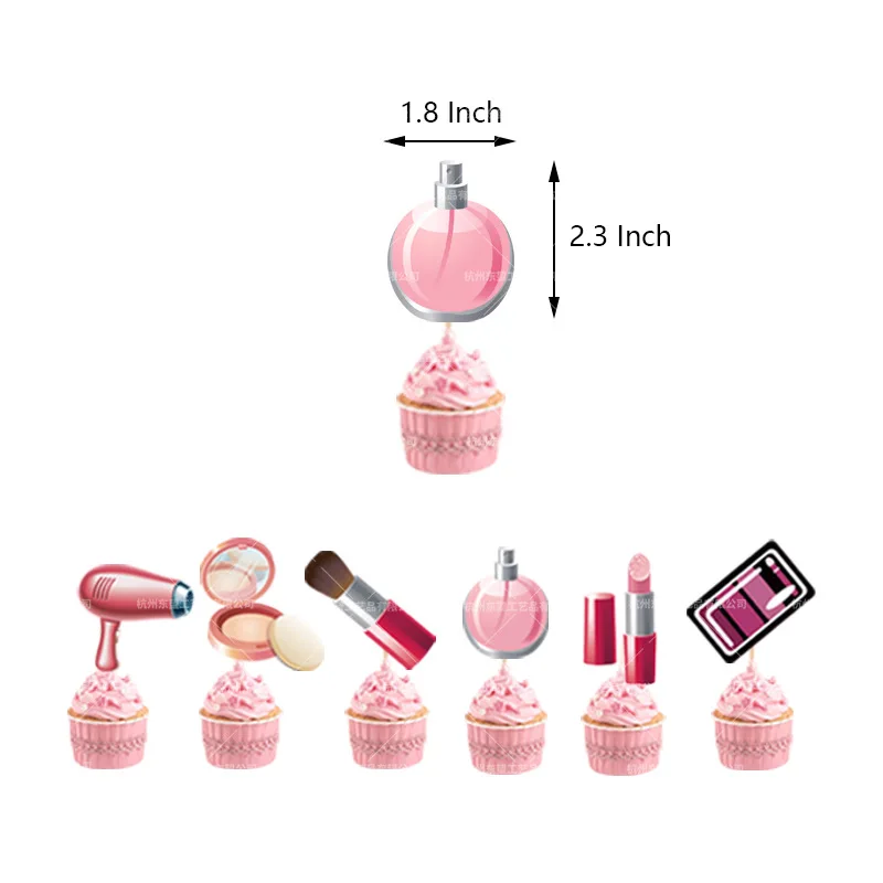 Cosmetics Theme Party Decoration Lipstick Banner Cake Inserts Balloon Birthday Set Decorations For Girls