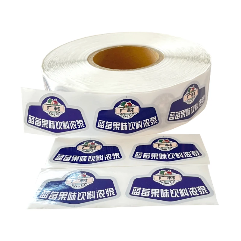 Custom Printed Logo Adhesive Waterproof Water Label 450ml Pressed Juice Bottle Packing Sticker Label Roll