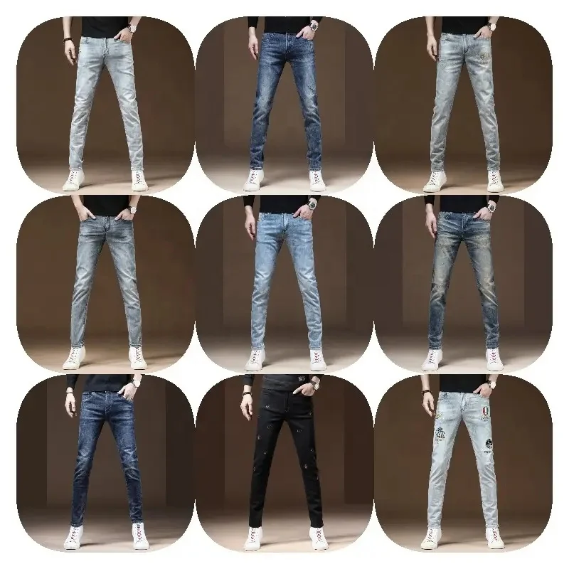 Spring and autumn new men's jeans slim straight stretch young business men casual long pants