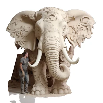 Modern Design Sculpture Customizable Shape Outdoor GRC Lightweight Mammoth Animal Statue for Casino