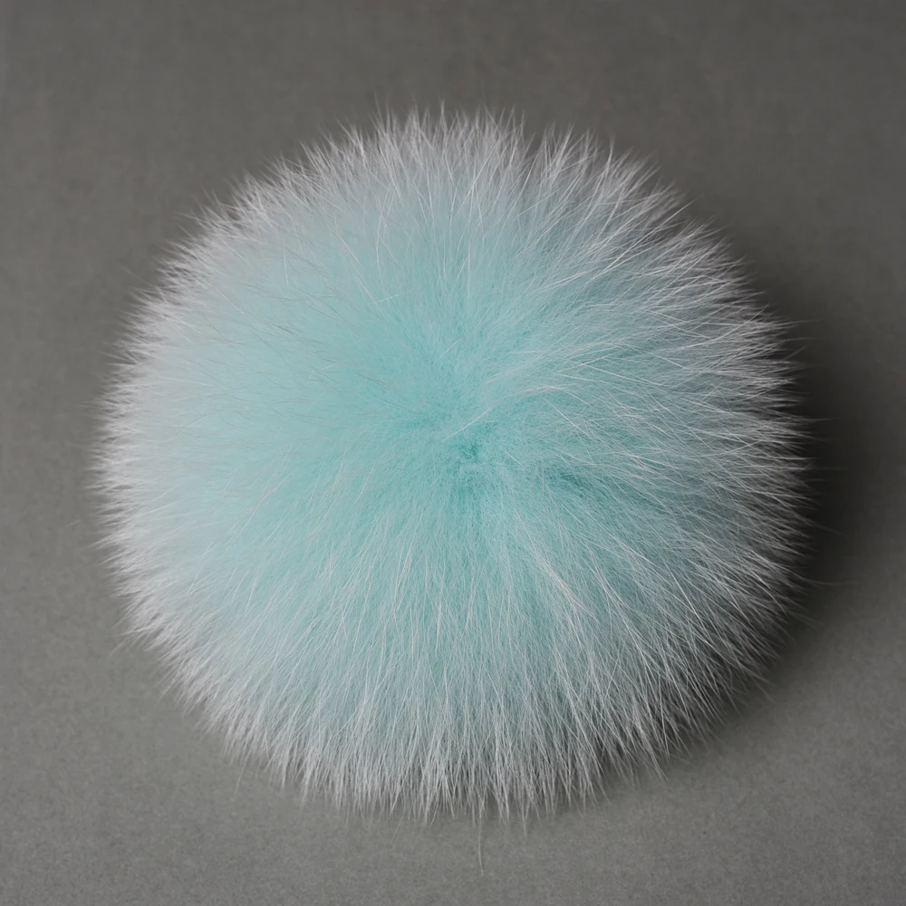 8CM KAZUFUR Ready To Ship Real Fur Ball Keychain Fur Ball With Snap For Hats Real Fox Fur Ball