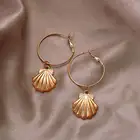 Hoop Earrings European American Long Style Popular Beach Style Fashion Alloy Shell Hoop Earrings