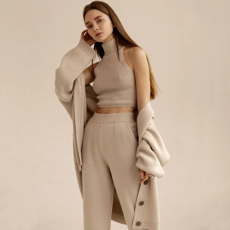 Knitted Set Sweater Vest Pant 