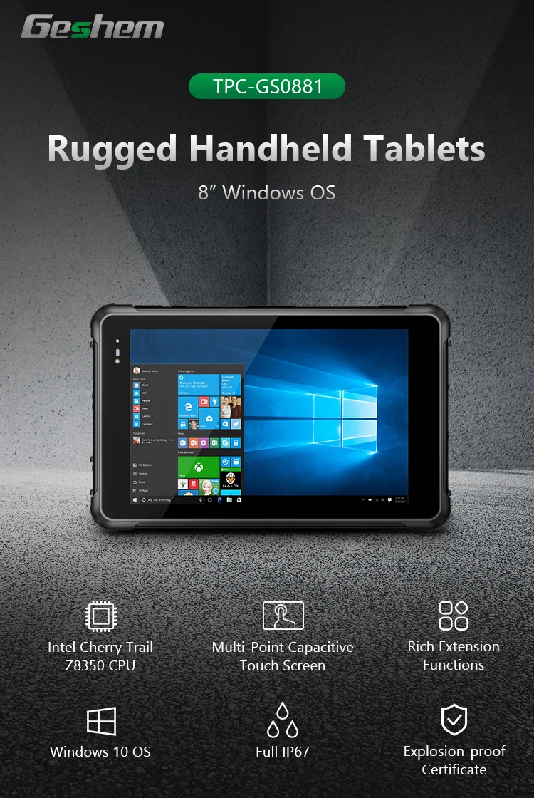 8 inch windows10 OS industrial rugged tablet pc with vehicle docking RS232 Lan and sunligh readable 800*1280 resolution LCD
