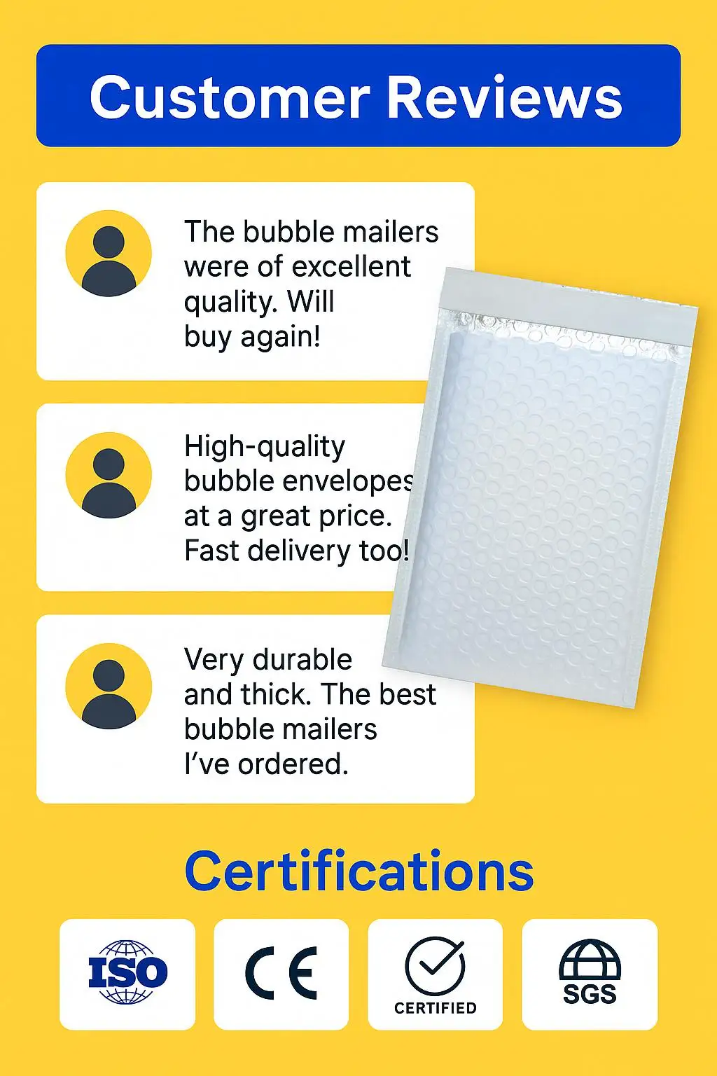 White Self-Adhesive Poly Bubble Mailers Express Mailing Bags Durable Biodegradable Shock-Resistant Padded Packaging Print - detail 4