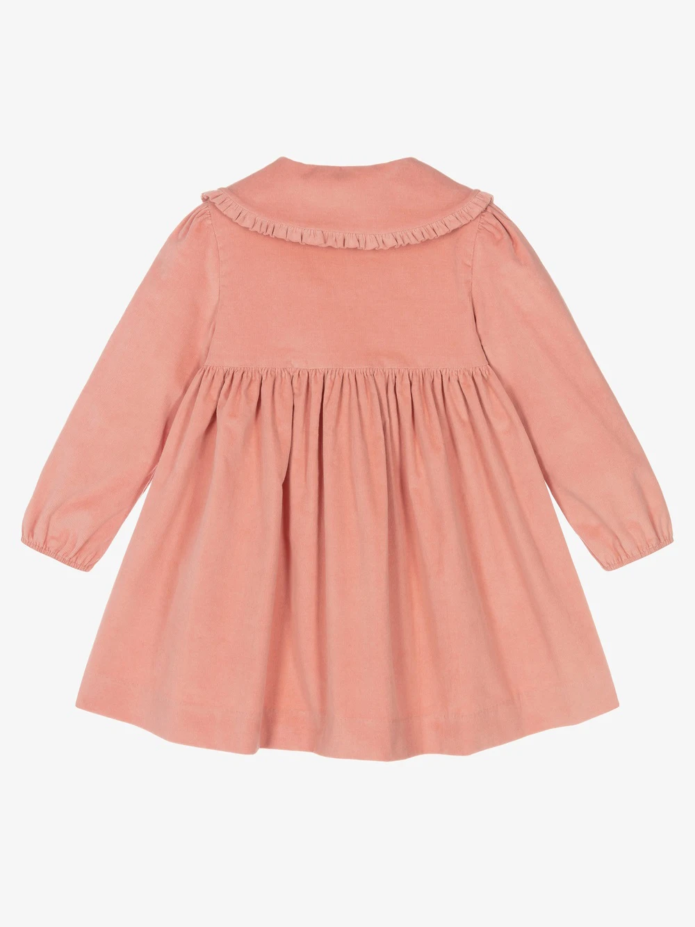Custom cotton or polyester corduroy toddler dresses with embroidery clothing kids girls peach color girl child dress with collar
