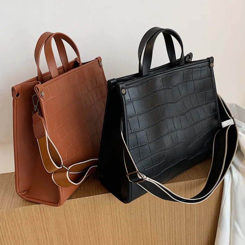Trendy large handbags for women stone pattern woman shoulder bags purses handbags