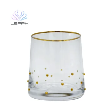 Handmade Gold Rim Glass Milk Mug and Champagne Wine Glasses Luxury Transparent Barware with Custom Logo for Drink and Wine