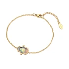 Pearl Popular Gold Color Stainless Steel Mother Of Pearl Eye Hand Of Fatima Hamsa Womens Bracelet