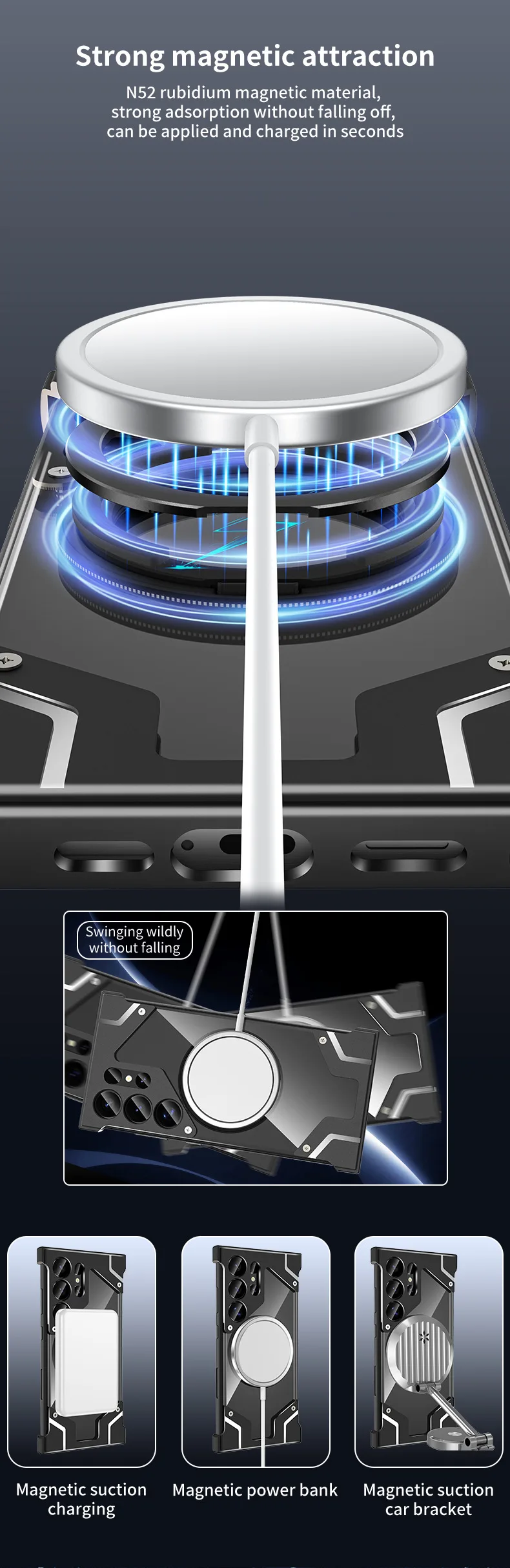 product phone case for samsung s25 ultra transparent edge free armor magnetic 360 rotating stand cover laudtec354-6