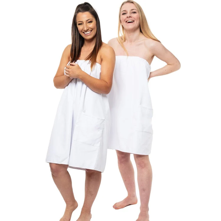 women's bath wrap towel for shower with pocket adjustable robe & facial headband custom body wrap towel